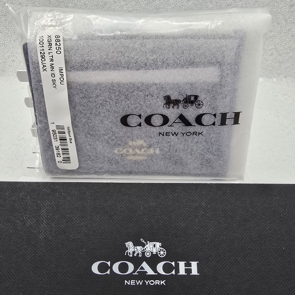 Coach Mini Skinny ID Card Case Blue Leather ID Window Unisex - Picture 7 of 7